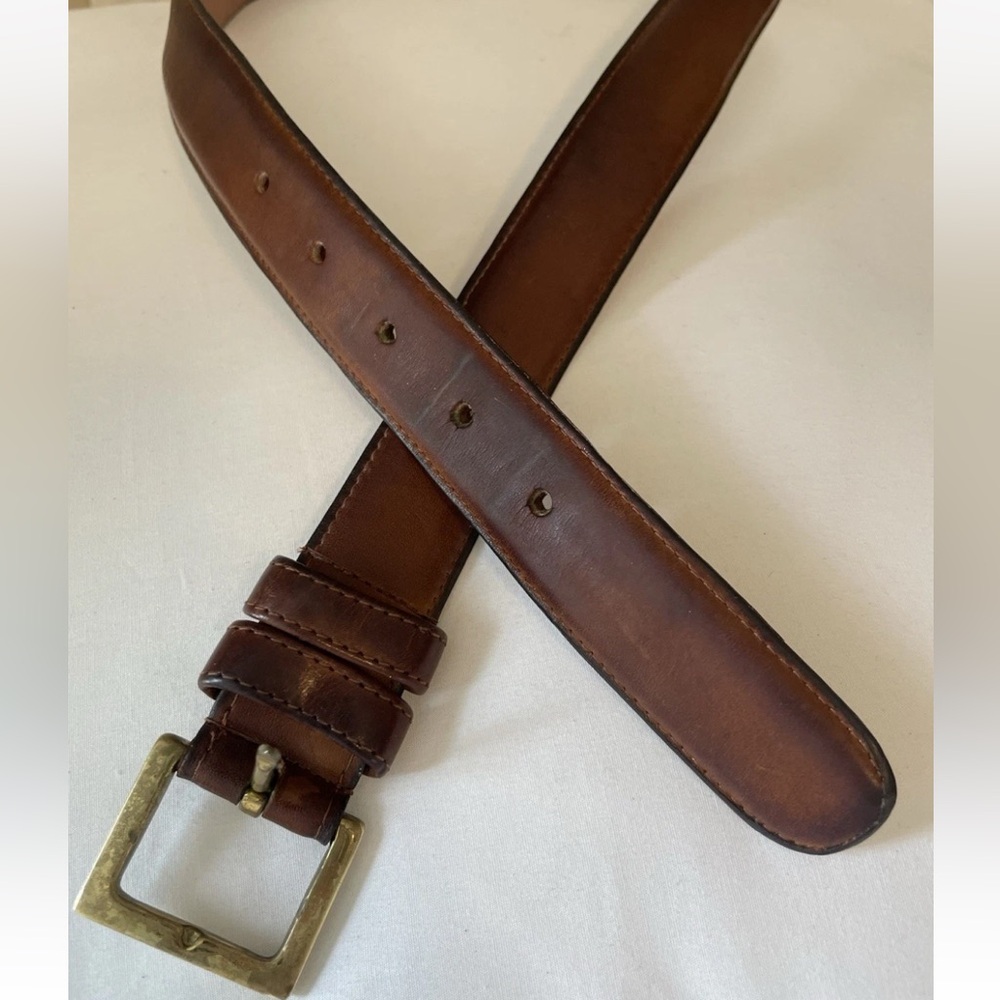 COACH Authentic Glove Leather Belt Mens Sz 34 85 Honey Brown Brass Buckle 7603 - Picture 9 of 13
